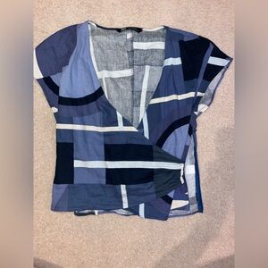 Linen Blend Printed Top